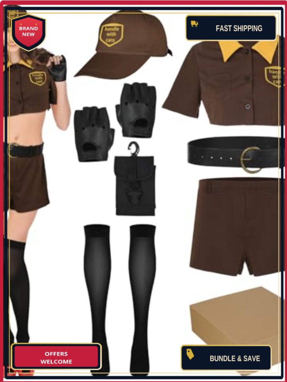 Hicarer 8 Pc Halloween Postal Delivery Costume Set for Women Cosplay
